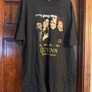 Black Graphic T-Shirt with Queens Design
